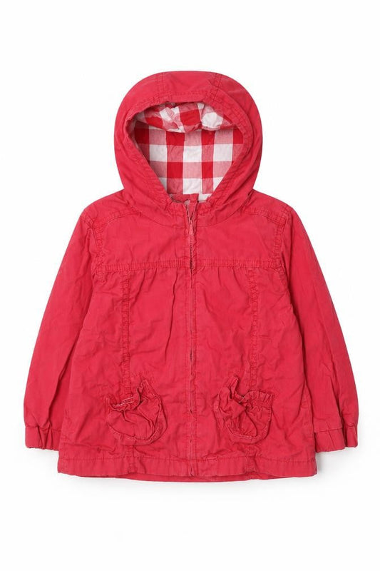 Front view of Next girls’ red basic coat coat, size 2-3, years