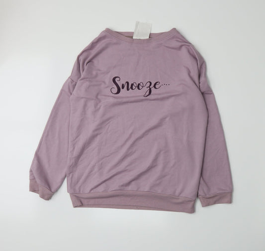 Avenue Womens Purple  Jersey Top Pyjama Top Size S