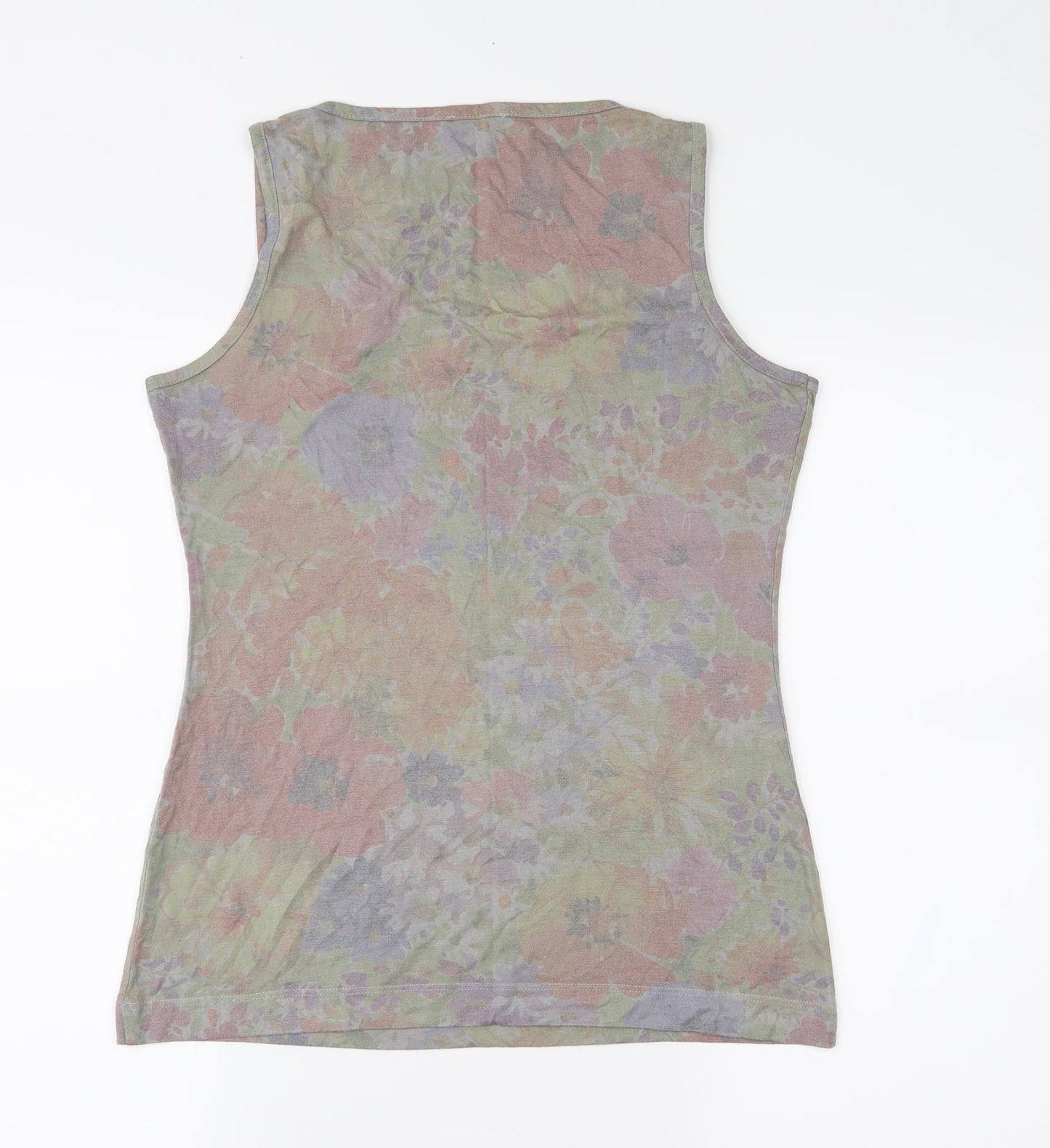 Preworn Womens Grey Floral Jersey Basic T-Shirt Size S