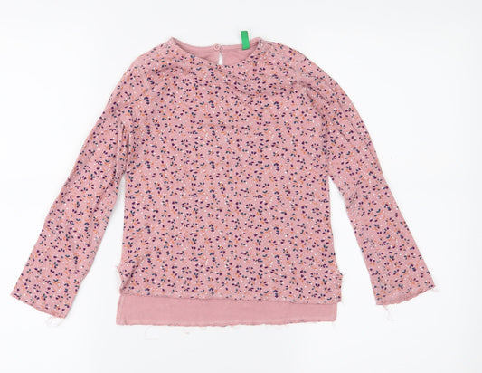 United Colors of Benetton Girls Pink Floral Jersey Basic T-Shirt Size 4-5 Years