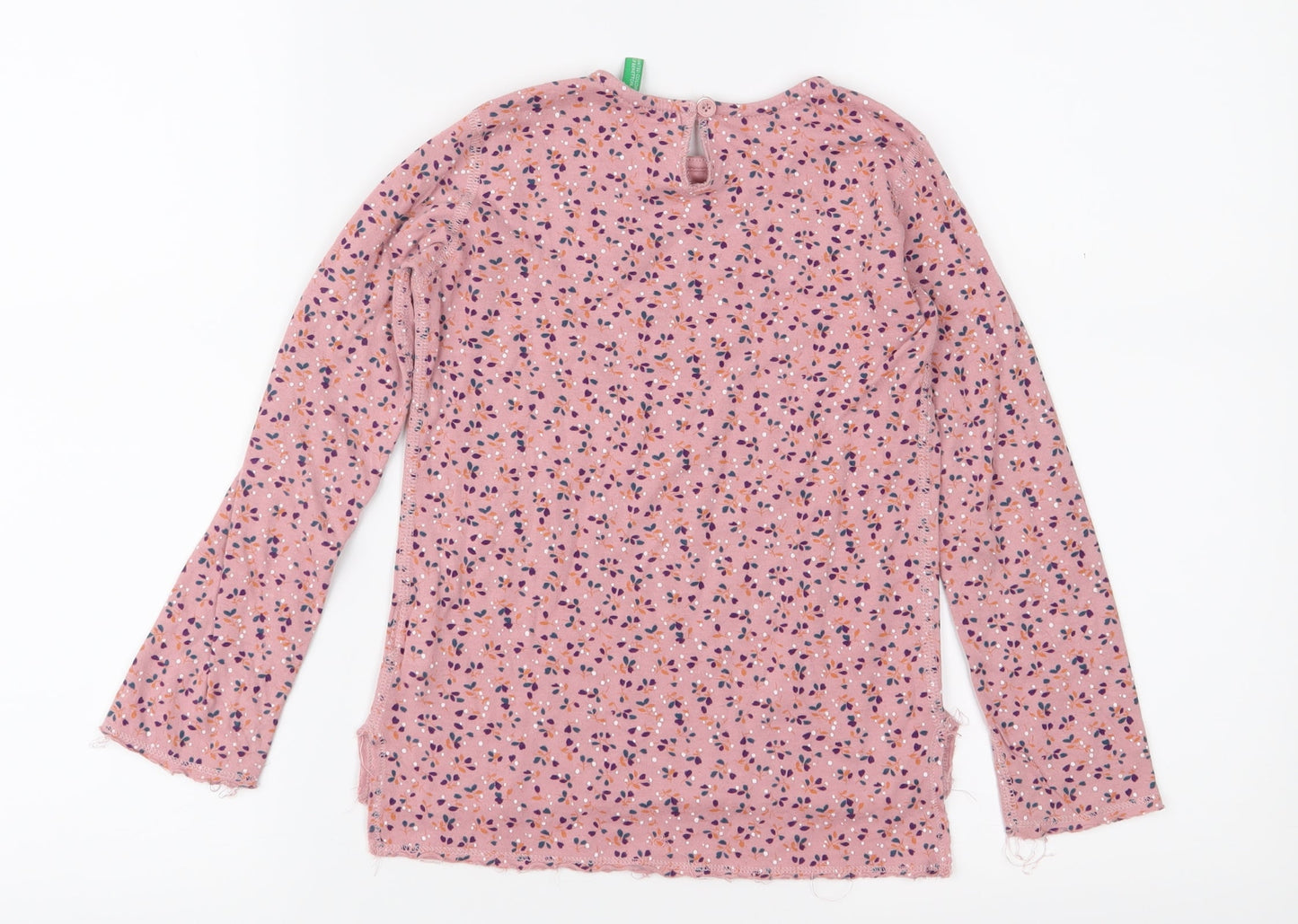United Colors of Benetton Girls Pink Floral Jersey Basic T-Shirt Size 4-5 Years