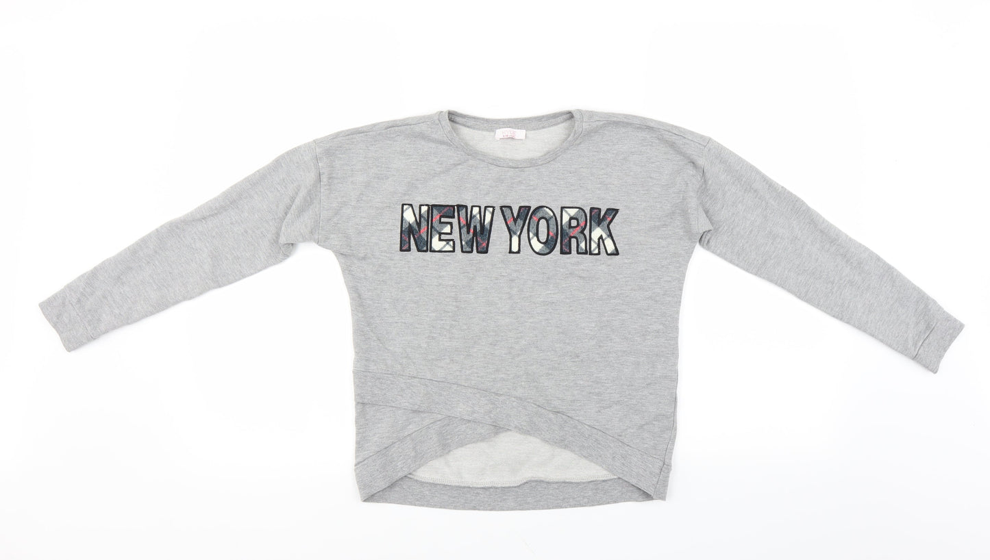 M&Co Girls Grey   Pullover Sweatshirt Size 9-10 Years  - new York