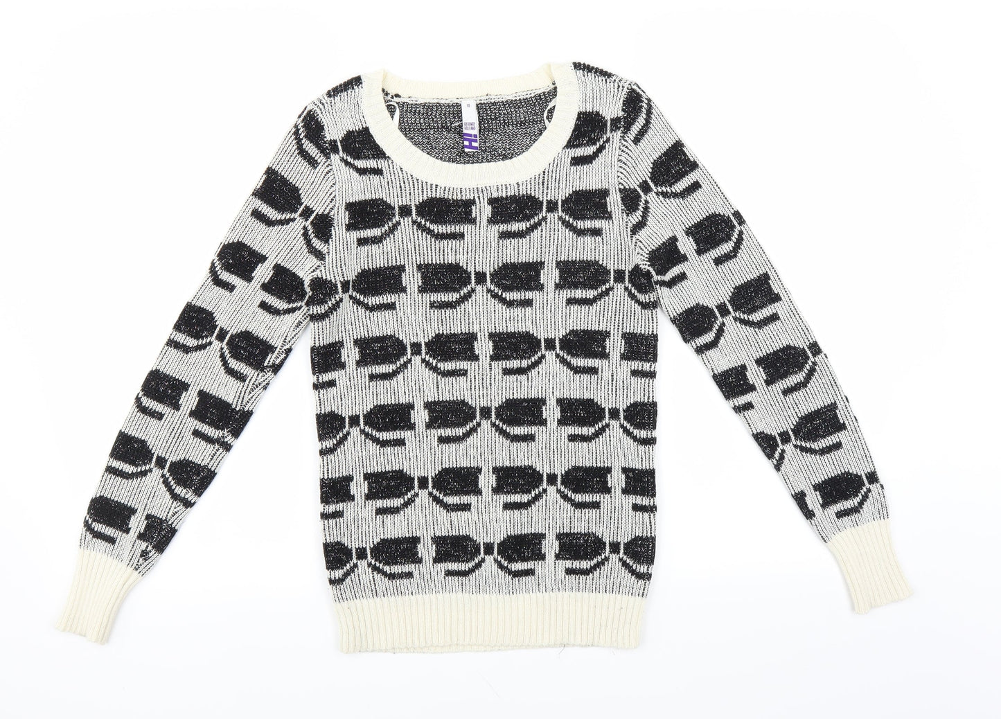 Debenhams Womens Black Geometric  Pullover Jumper Size 10