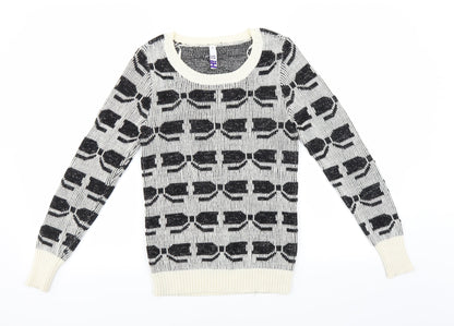 Additional front view of Debenhams women’s black geometric jumper, size UK 10