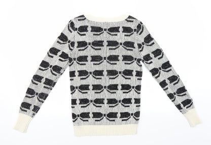 Back view of Debenhams women’s black geometric jumper, size UK 10