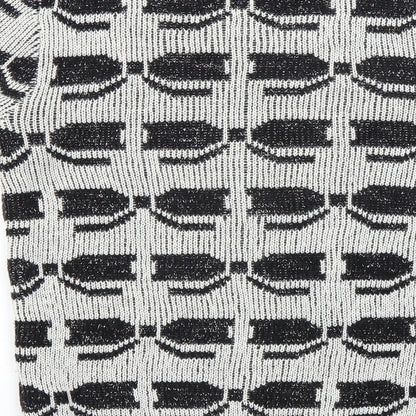 Brand and care label for Debenhams women’s black geometric jumper, size UK 10