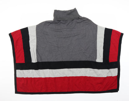 Back view of Cruz women’s red striped cape jumper, size S
