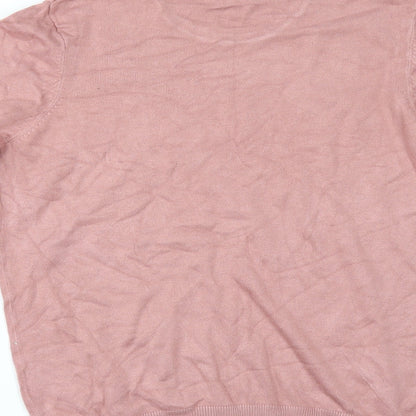 Brand and care label for H&M women’s pink jumper, size M