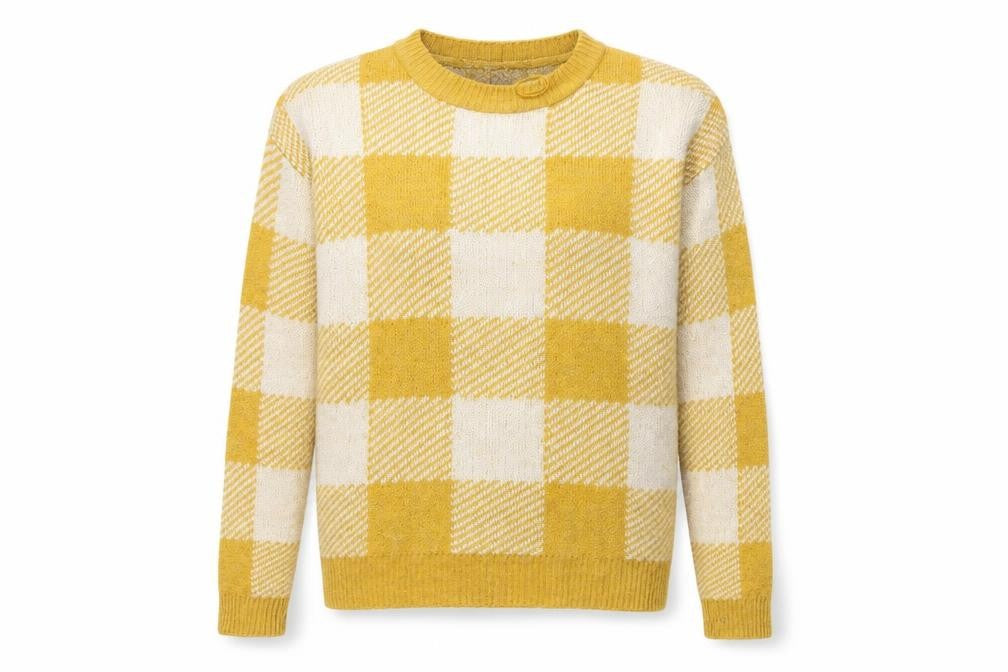 Primark Womens Yellow Check Knit Pullover Jumper Size 6