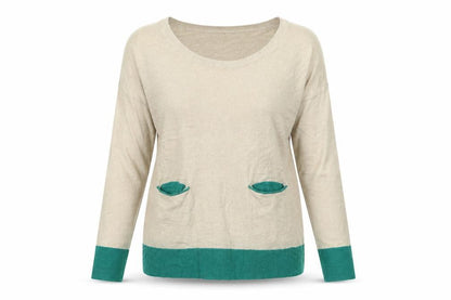 Front view of Trenery women’s beige knit jumper, size XS
