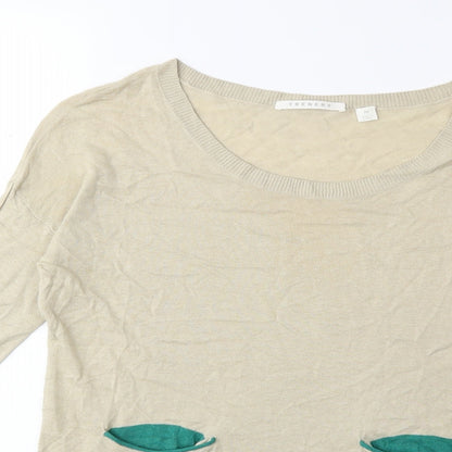 Close-up detail of Trenery women’s beige knit jumper, size XS