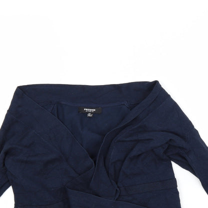 Close-up detail of Premise women’s blue cardigan jumper, size XS