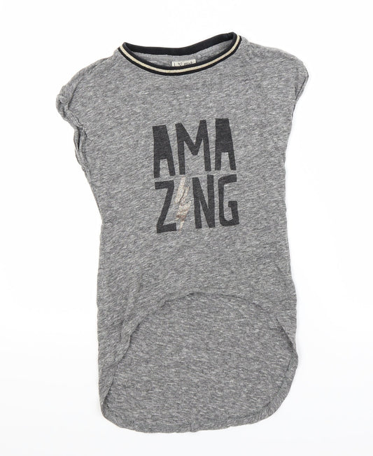 NEXT Girls Grey  Rayon Basic T-Shirt Size 8 Years