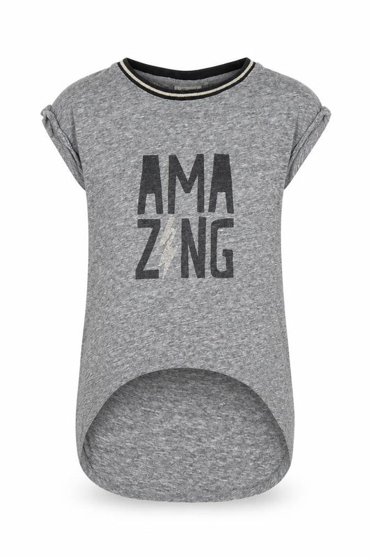 Front view of Next girls’ grey rayon basic t-shirt, size 8, years