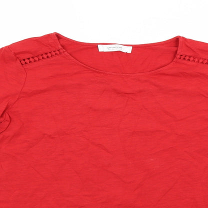 Close-up detail of Promod women’s red jumper, size M