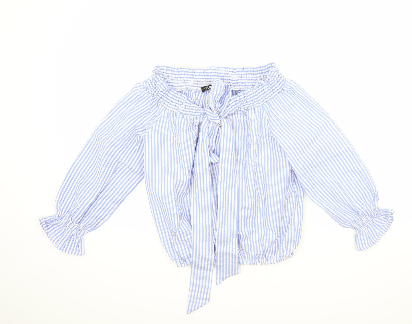 Quiz Womens Blue Striped  Basic Blouse Size S