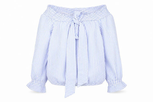 Quiz Womens Blue Striped  Basic Blouse Size S