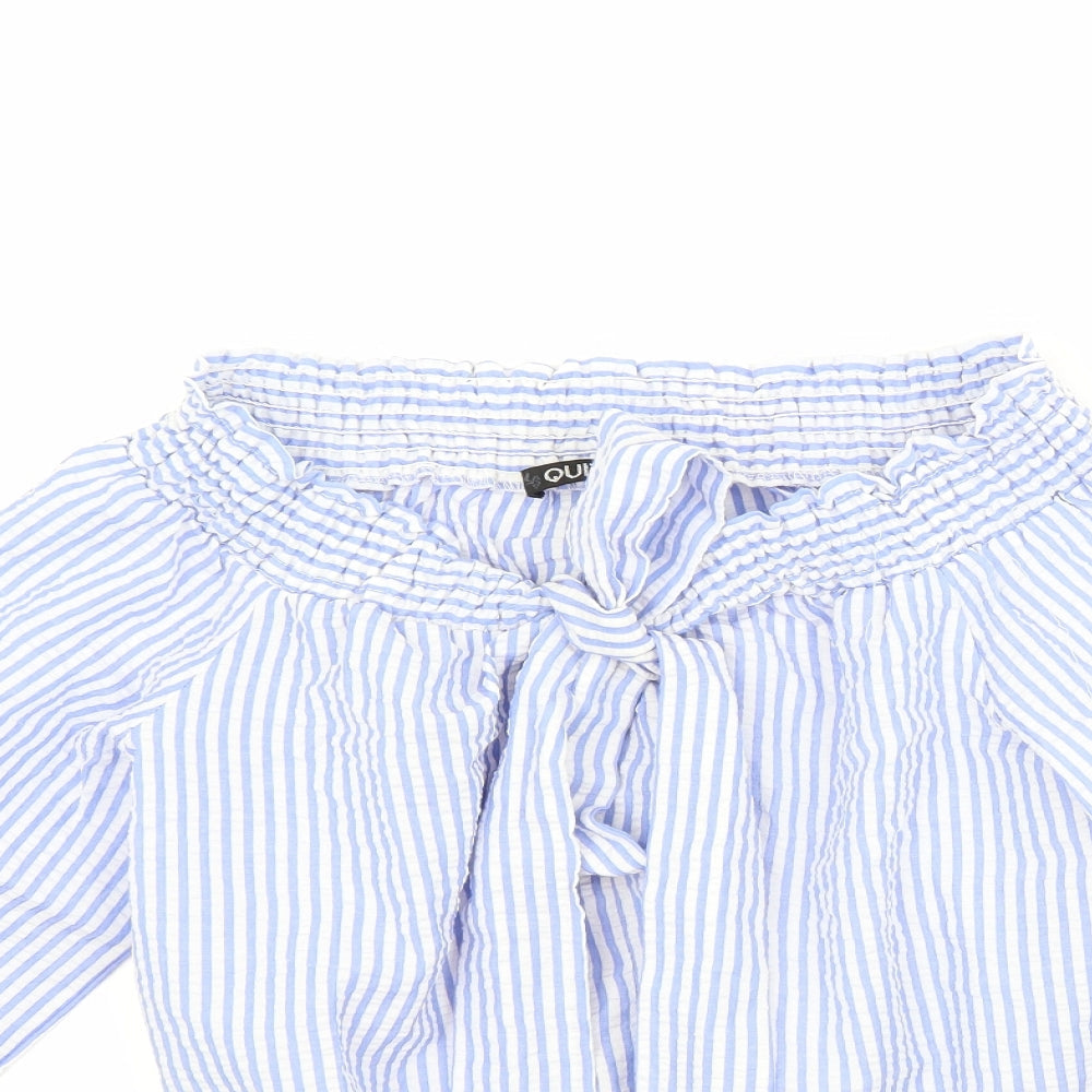 Quiz Womens Blue Striped  Basic Blouse Size S