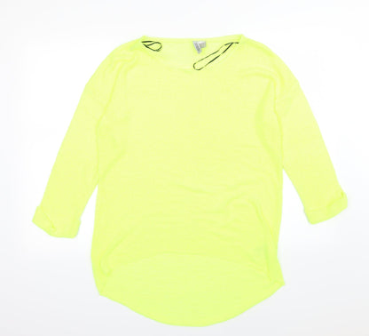 Additional front view of Divided by H&M women’s yellow knit jumper, size S