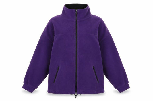 Front view of Bonmarché women’s purple fleece jacket, size S