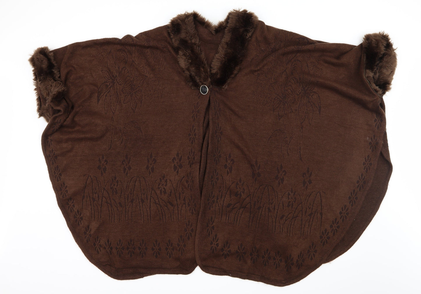 Preworn Womens Brown Floral Knit Cardigan Jumper One Size