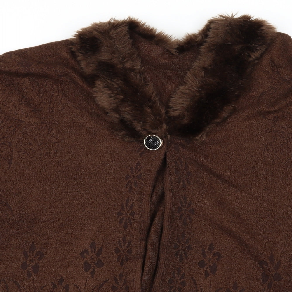 Preworn Womens Brown Floral Knit Cardigan Jumper One Size