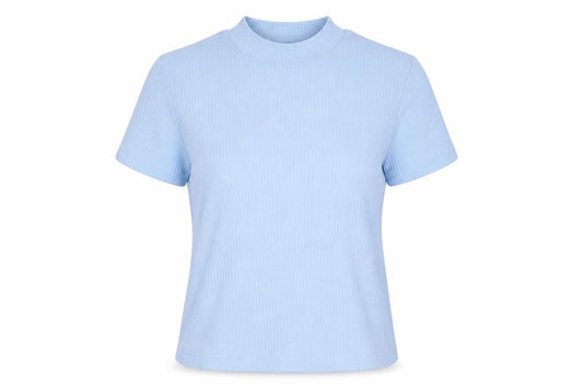 Front view of Dash women’s blue jersey basic t-shirt, size UK 14