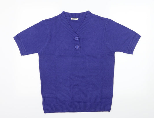 Damrt Womens Blue  Knit Basic T-Shirt Size 14