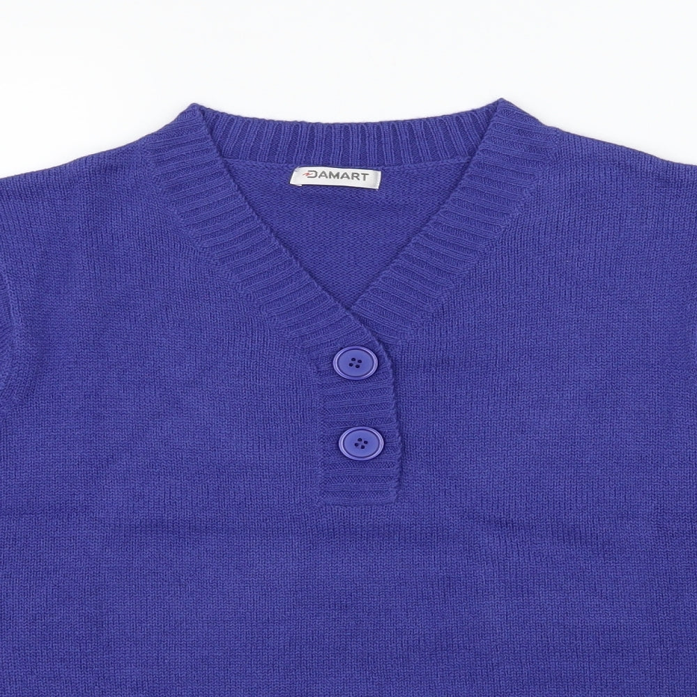 Damrt Womens Blue  Knit Basic T-Shirt Size 14