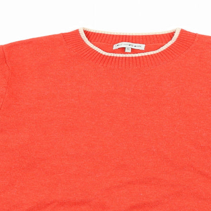 Close-up detail of Light Before Dark women’s red knit jumper, size M