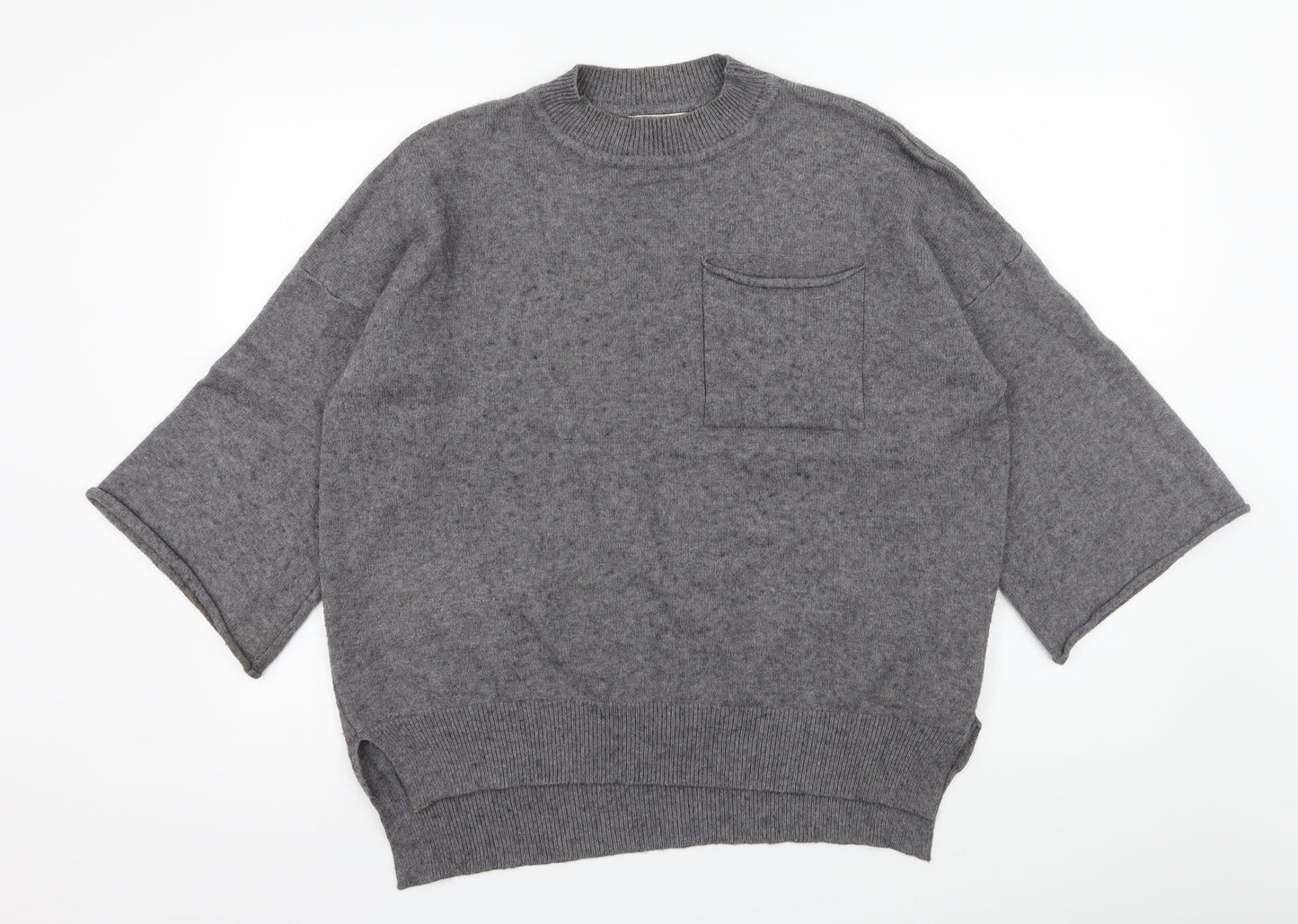 Sleek Chic Womens Grey  Knit Pullover Jumper Size M