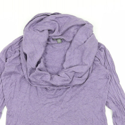 Close-up detail of GA women’s purple knit jumper, size M