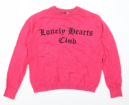 H&M Womens Pink   Pullover Jumper Size S  - Lonely Hearts Club