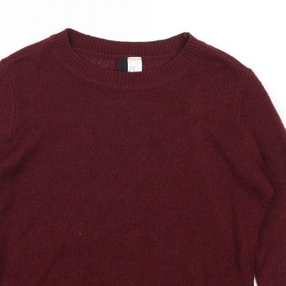 Close-up detail of H&M women’s red jumper, size XS