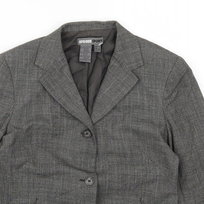 Close-up detail of Episode Spoty women’s grey jacket suit jacket, size UK 8