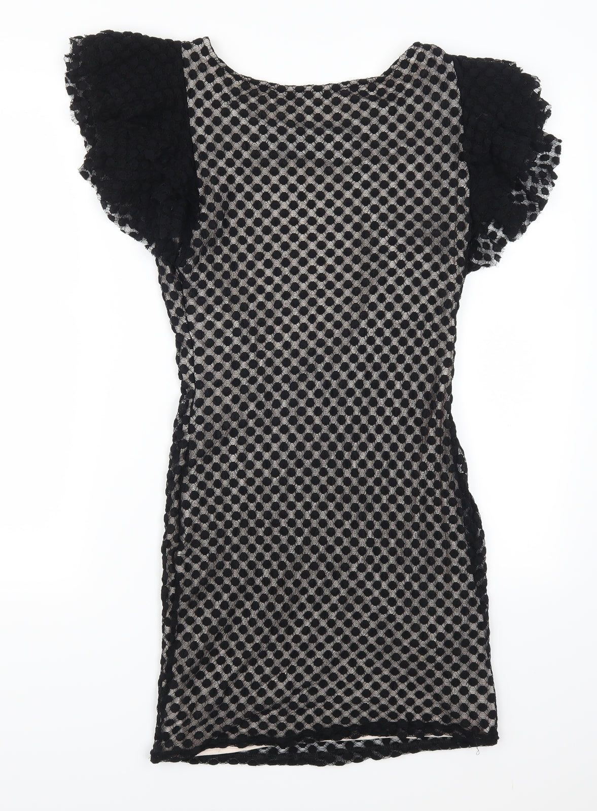 TFNC Womens Black Polka Dot  Mini  Size L  - Open Back