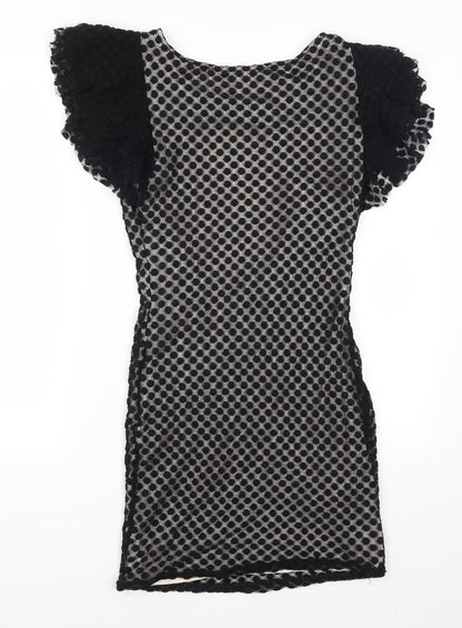Additional front view of TFNC women’s black polka dot mini, size L, - open back