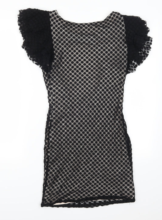 TFNC Womens Black Polka Dot  Mini  Size L  - Open Back