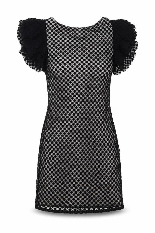 TFNC Womens Black Polka Dot  Mini  Size L  - Open Back