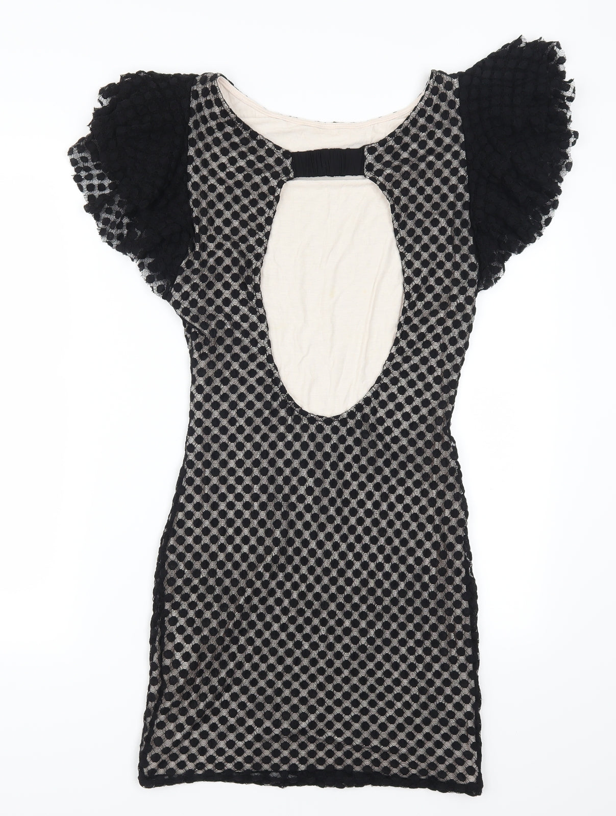 TFNC Womens Black Polka Dot  Mini  Size L  - Open Back