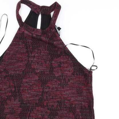 Close-up detail of New Look women’s purple basic blouse, size UK 8