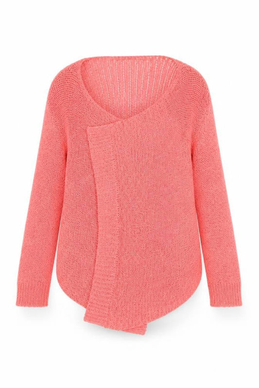 Front view of Bonmarché women’s pink cardigan jumper, size M