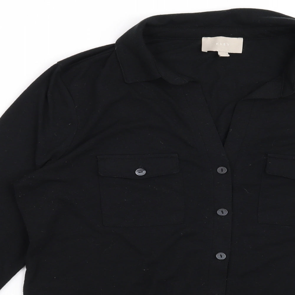 Kley Womens Black   Basic Button-Up Size 10