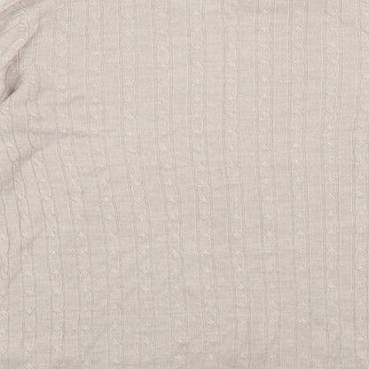 Brand and care label for Marks & Spencer women’s beige knit jumper, size UK 8