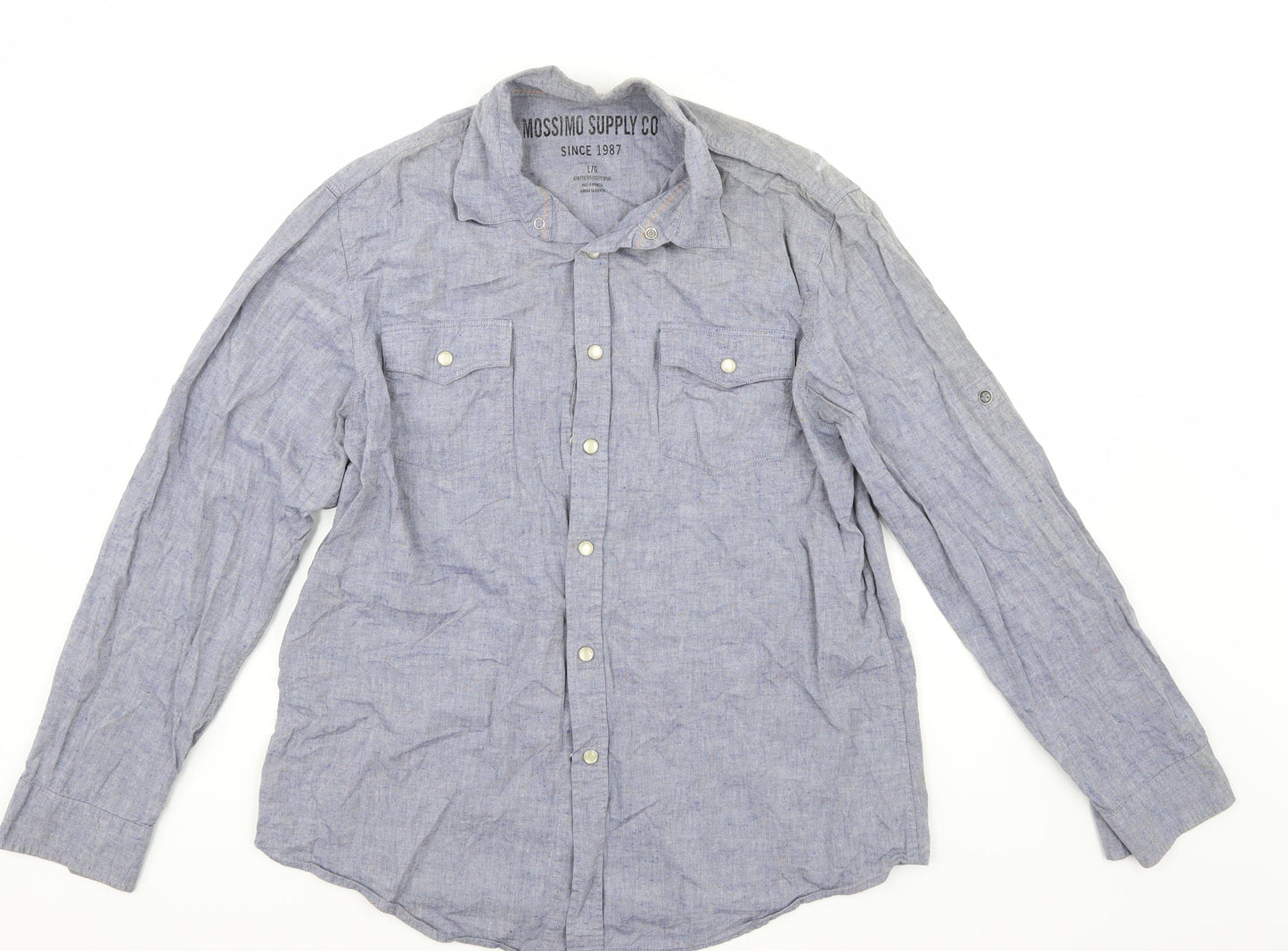 Mossimo Mens Blue    Button-Up Size L
