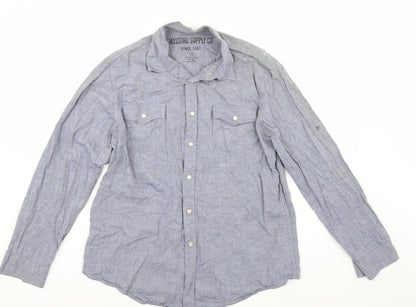 Additional front view of Mossimo men’s blue button-up, size L