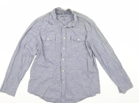 Mossimo Mens Blue    Button-Up Size L