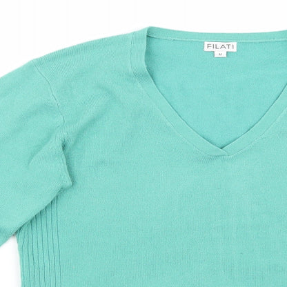 Close-up detail of Filati women’s green jumper, size M