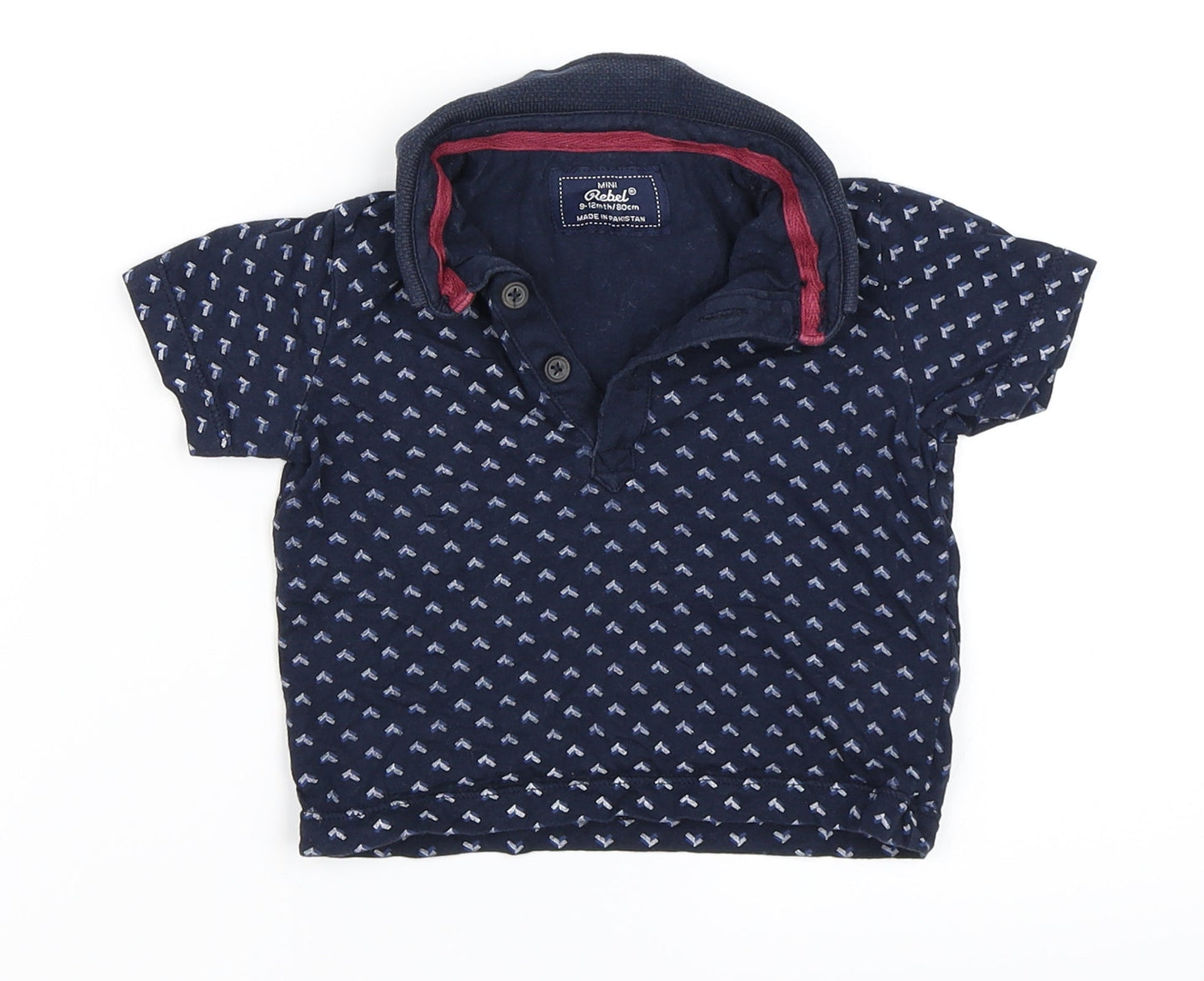 Mini Rebel  Blue Geometric  Basic T-Shirt Size 9-12 Months