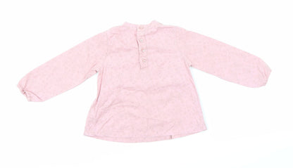Back view of Mothercare girls’ pink basic blouse, size 9-12, months